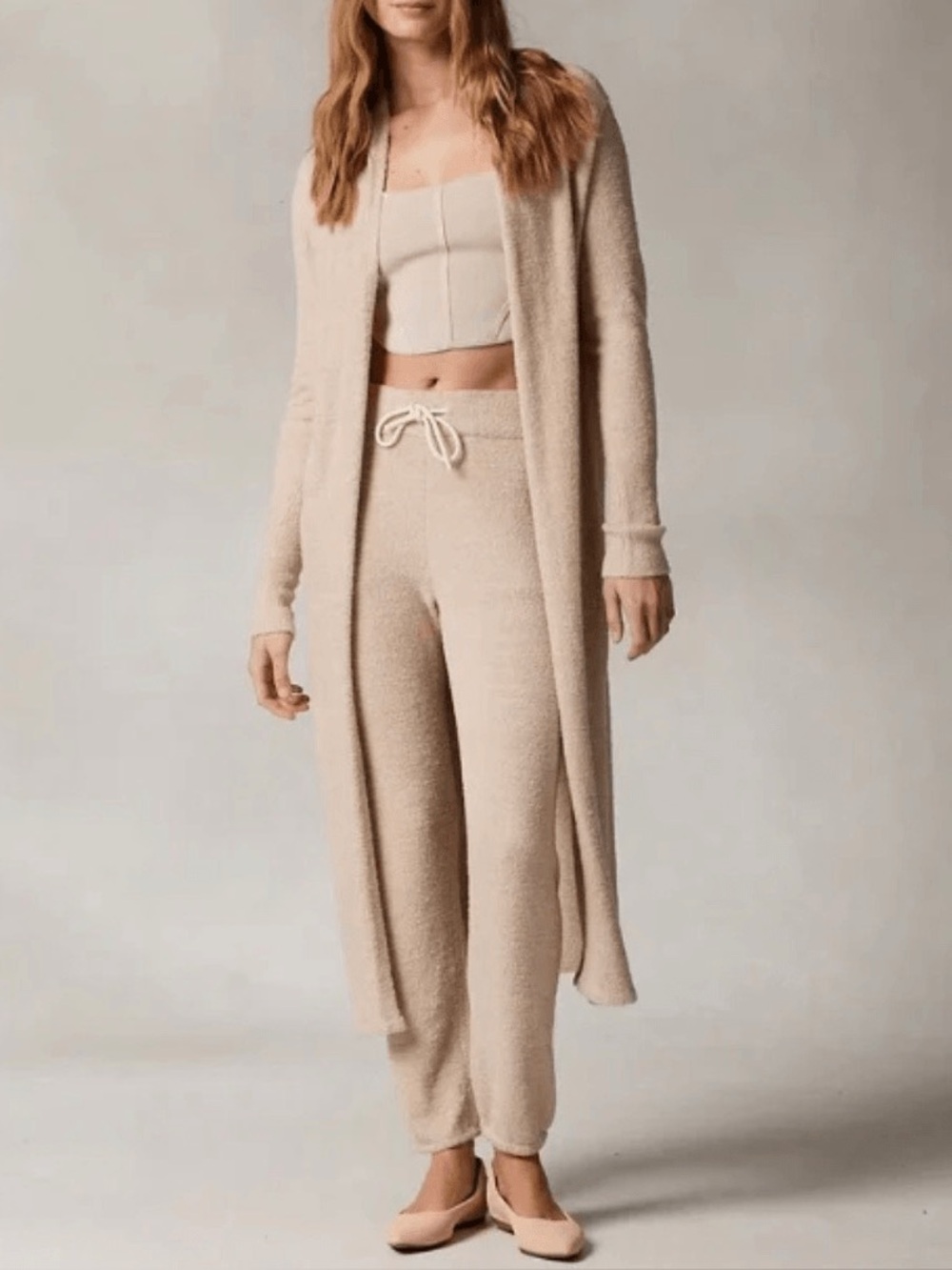 Kashwere Women's Cozy Open Front Long Cardigan kashease robe Oatmeal XS/S NEW